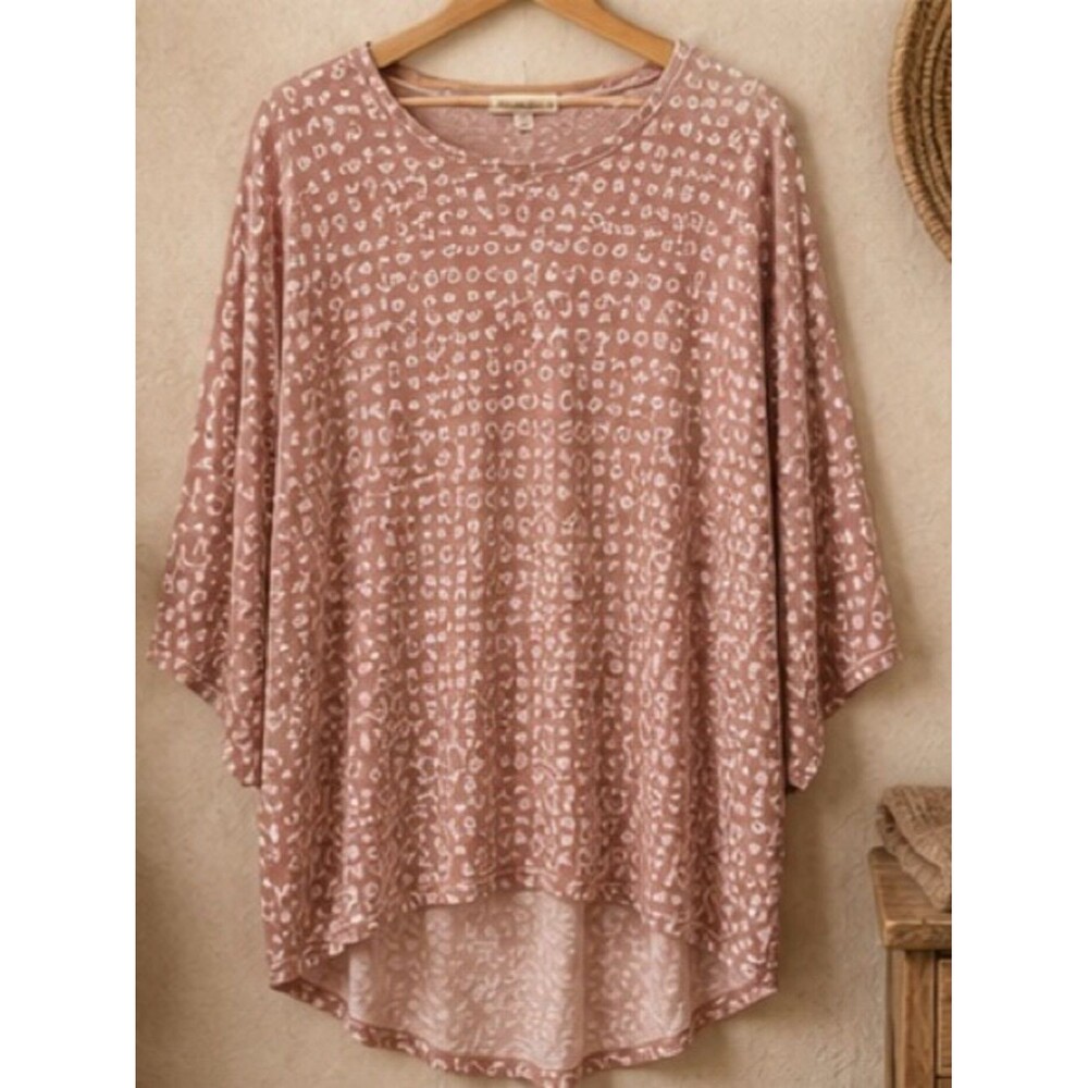Philosophy Tunic Top Pink White Heart‎ Print Size 1X